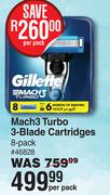 Gillette Mach3 Turbo 3-Blade Cartridges 8 Pack-Per Pack