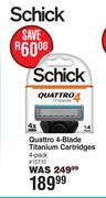 Schick Quattro 4 Blade Titanium Cartridges 4 Pack