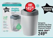 Tommee Tippee Sangenic Simplee Tub Grey Advanced Nappy Disposal System