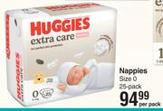 Huggies Extra Care Nappies Sizes 0 25 Pack-Per Pack