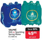 Valpre Still Or Sparkling Spring Water-6 x 500ml Per Pack