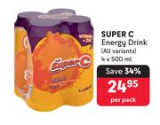 Super C Energy Drink (All Variants)-4 x 500ml Per Pack