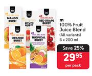 M 100% Fruit Juice Blend (All Variants)-6 x 200ml Per Pack