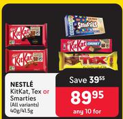 Nestle Kitkat, Tex Or Smarties (All Variants)-For 10 x 40g/41.5g