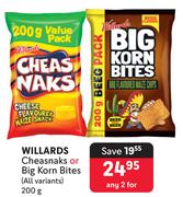 Willards Cheasnaks Or Big Korn Bites (All Variants)-For 2 x 200g
