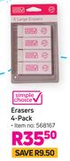 Simple Choice Erasers-4's Pack
