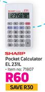 Sharp Pocket Calculator EL 231L