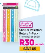 Simple Choice Shatter Resistant Rulers-4 Per Pack