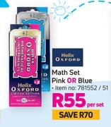 Helix Oxford Math Set (Pink Or Blue)-Per Set