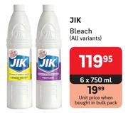 Jik Bleach (All Variants)-6 x 750ml