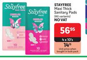 Stayfree Maxi Thick Sanitary Pads (All Variants)-4 x 10's