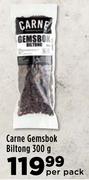Carne Gemsbok Biltong-300g Per Pack