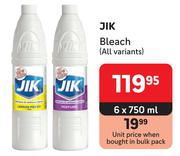 Jik Bleach (All Variants)-6 x 750ml