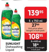 Sunlight Dishwashing Liquid-6 x 400ml