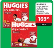 Huggies Dry Comfort Jumbo Pack Diapers-56/60/66/76/96's Each
