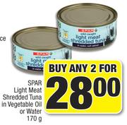 Spar Light Meat Shredded Tuna In Vegetable Oil Or Water-For Any 2 x 170g