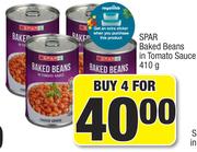 Spar Baked Beans In Tomato Sauce-For 4 x 410g