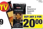 Spar Maccaroni Or Spaghetti-For Any 2 x500g