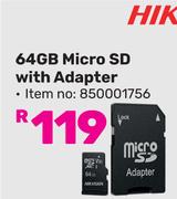 Hikvision 64GB Micro SD With Adaptor