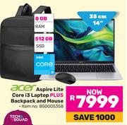 Acer  14"(35cm) Aspire Lite Core i3 Laptop Plus Backpack And Mouse
