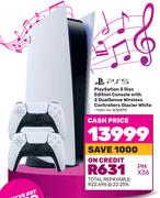 PS5 Play Station 5 Disc Edition Console With 2 Dual Sense Wireless Controllers Glacier White