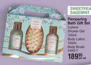 Nature's Nourishment Sweetpea & Sagemint Pampering Bath Gift Set 3 Piece-Per Set