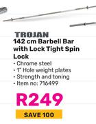 Trojan 142cm Barbell Bar With Lock Tight Spin Lock