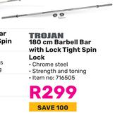 Trojan 180cm Barbell Bar With Lock Tight Spin Lock