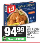 I&J Light & Crispy Crumbed Hake Fillet Portions Assorted-600g