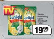 Sunlight Dishwashing Liquid Refill Pouch-750ml Each