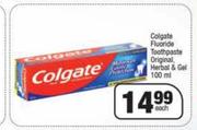 Colgate Fluoride Toothpaste Original, Herbal & Gel-100ml Each