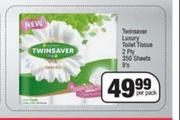 Twinsaver Luxury Toilet Tissue 2 Ply 350 Sheets-9's Per Pack