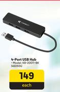 Karbon 4-Port USB Hub KB-20011-BK  460924-Each