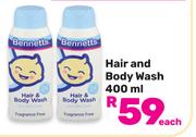 Bennetts Hair & Body Wash-400ml Each
