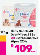 Johnson's Baby Gentle All Over Wipes 288s Or Extra Sensitive Wipes 224s-Each
