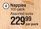 Baby Things Nappies 100 Pack Assorted Sizes-Per Pack