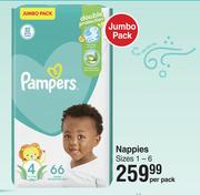 Pampers Nappies Jumbo Sizes 1-6-Per Pack