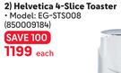 Eiger Helvetica 4-Slice Toaster 850009184-Each