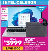 Acer A315 Celeron Processor Plus Sleeve & Mouse