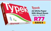 Typek A4 White Paper 500 Sheet Ream