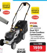 Ryobi Dual 18V Li-Ion Cordless Lawnmover XRM-350Plus 389883-Each