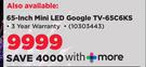 TCL 65-Inch Mini LED Google TV-65C6KS