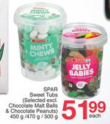 Spar Sweet Tubs(Selected Excl.Chocolate Malt Balls & Chocolate Peanuts)-450g/470g/500g Each