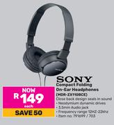 Sony Compact Folding On-Ear Headphone MDR-ZX110BCE-Each