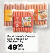 Food Lover's Viennas Red, Smoked Or Chicken-1Kg Per Kg