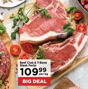Beef Club & T-Bone Steak Packs-Per Kg