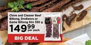 Clove & Cleaver Beef Biltong, Droewors Or Game Biltong Stix-350g Per Pack