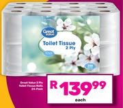 Great Value 2 Ply Toilet Tissue Rolls 24 Pack