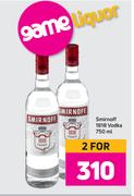 Smirnoff 1818 Vodka-For 2 x 750ml