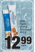 Spar Pastry Puff Or Shortcrust-400g Each